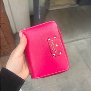 kate spade Bright Pink Leather Zip Around Wallet